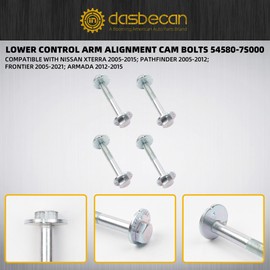 Dasbecan 4Pcs Front Shaft Rear Lower Control Arm Alignment Cam Bolts Compatible with Nissan Pathfinder Xterra Armada Frontier 2005-2021 Adjustment Eccentric Bolt Replaces# 54580-7S000 545807S000