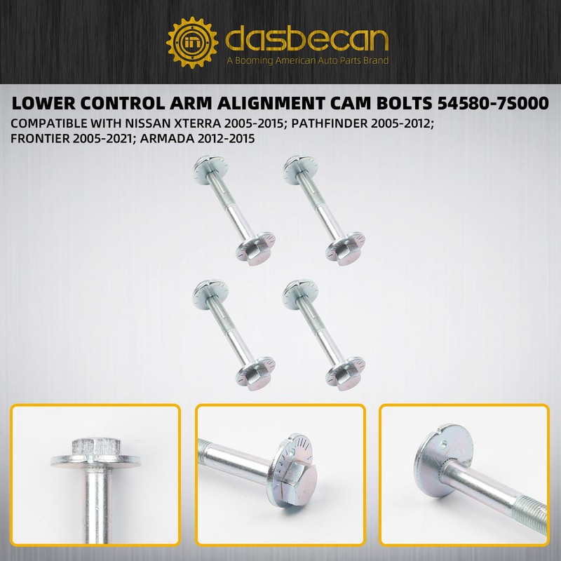 Dasbecan 4Pcs Front Shaft Rear Lower Control Arm Alignment Cam