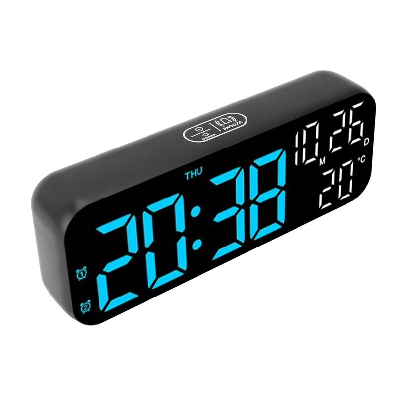 Digital Clock Dual Display Voice Control 3 Adjustable Brightness Date