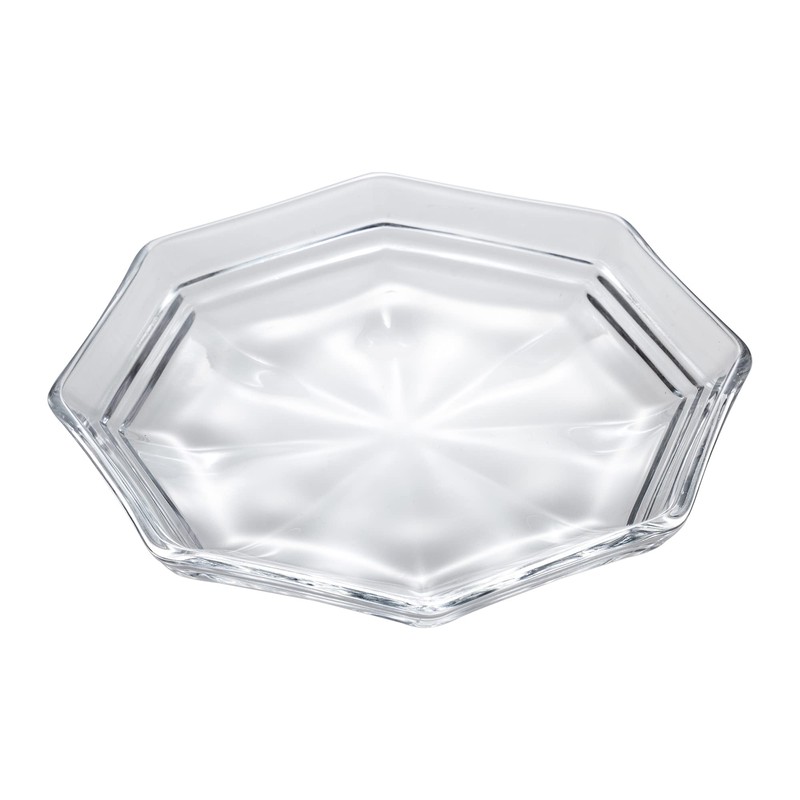 Mizusaki Glass MKG-218015 Tiered Octagonal Plate, Approx. 5.9 inches (15