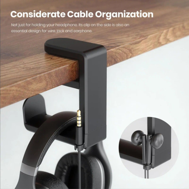 Soporte Giratorio Para Auriculares Gancho Gaming Con Cilp Hu