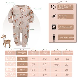 Newborn Baby Boys Girls Romper with Foot Baby Pyjamas One-Piece Long Sleeve Jumpsuit Infant Spring Autumn Bodysuit, Pack of 3, apricot