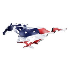 iPick Image Made for Ford Mustang USA Flag Perforated Unobstructed View 18" Vinyl Window Film Adhesive Wrap Graphic Decal