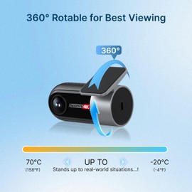 Miofive in-Car Rear Camera for Miofive S1/S1 Pro/S1 Ultra Series Dash Cam, 4K/2160P Backup Camera with Cable and 360° Rotation