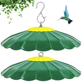 andergi 13.5-Inch Hummingbird Feeder Shade Dome Cover,Bird Feeder Rain Cover & Squirrel Shield, Weather Guard with Hanging Bird Feeders,Squirrel Proof for Shepherd's Hook Outdoors(Green) 2 Pack