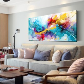 LAOTOART Abstract Canvas Wall-Art for Living Room- Colorful Wall Art Bedroom - Office Artwork Wall Decor Ready to Hang Size 24" x 48"