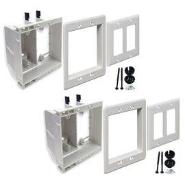 iMBAPrice IMBA-TVBU505-2 White 2-Gang Recessed TV Box Wall Plate Kit for mounting Flat-Screen TVs and Other Electronic Devices, 2-Pack