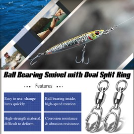 9Tong Ball Bearing Set Fishing Swivel Snaps Rolling Ball Bearing Swivels Fishing Snaps Lock Saltwater Fishing Snaps Swivels 25pcs 96lbs