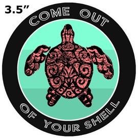 Athena Brands Tribal Turtle Come Out of Your Shell - Car Truck Window Bumper Sticker Decal - Black