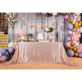 Eternal Beauty Sparkly Rectangle 127 x 203 cm Sequin Tablecloths Wedding Party Banquet (Champagne,50x80 inches)