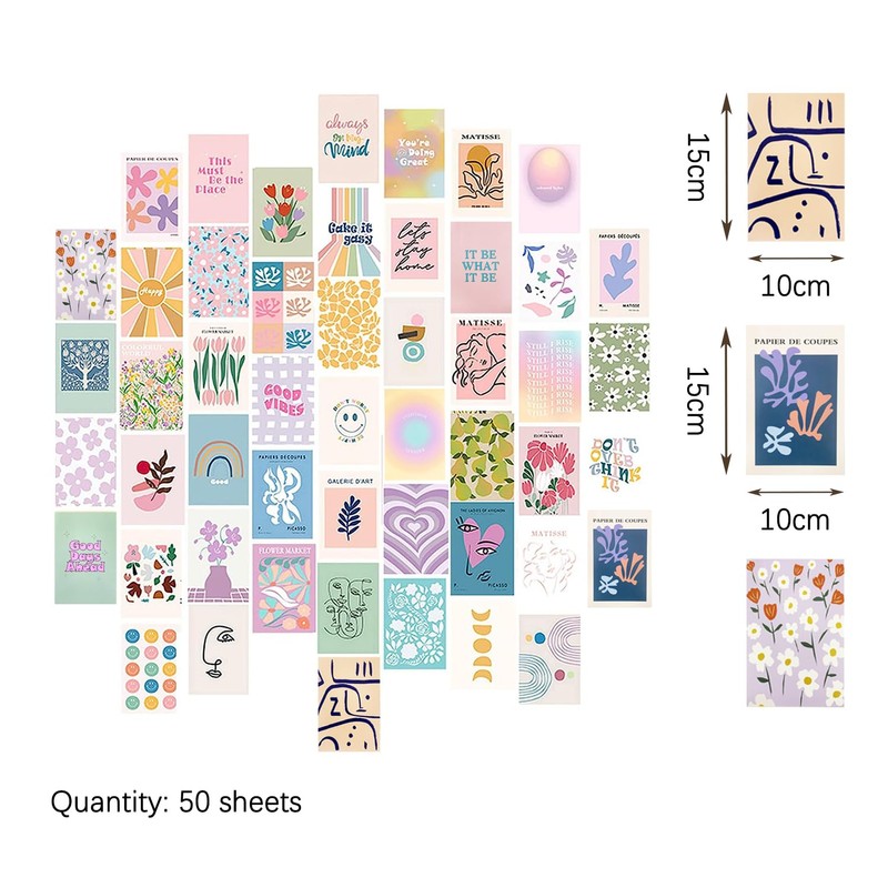 GVSAVY 50 Wall Collage Posters, Retro Photo Collection, Boho Wallpaper,