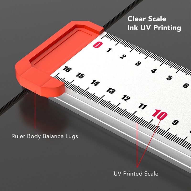 Woodworking Ruler Scribing Tool 2 In 1 Multifunctional Aluminum Alloy