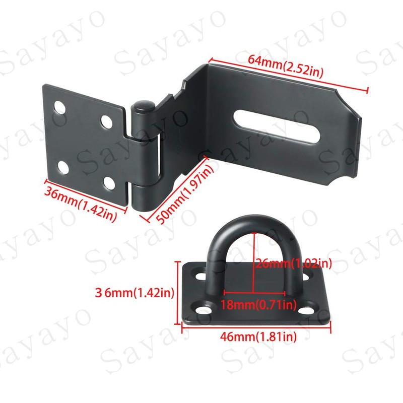 Sayayo Door Hasp Latch Lock 4 Inch Right Angle Padlock