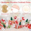 100 Pieces 5 Christmas Cocktail Picks,Assorted 5 Cocktail Toothpicks Santa