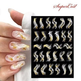 Nail art gold metallic wave pattern nail sticker / 네일아트 골드메탈 물결 무늬 네일스티커