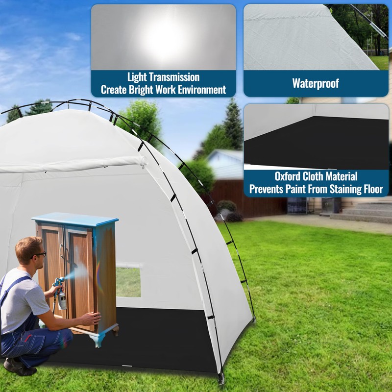 Portable Paint Booth Tent 10x6x6.5FT,Extra Large Paint Booth with Waterproof