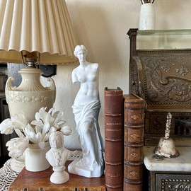 PEYZCNOK Venus de Milo Statue, Classic Greek Roman Mythology Goddess Aphrodite Statue, 11.5 x 3.15 x 2.16 Inches White Resin Statue Great Art for Home Office Décor