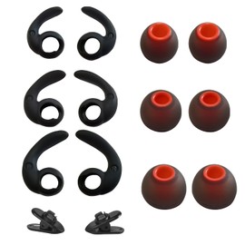 Luckvan Replacement Earbuds Tips Sport Silicone Earhooks Earbuds Cover Eartips Fins Wings Earphones Rubber Tips for in-Ear and Ear Canal Earbuds LMS Black