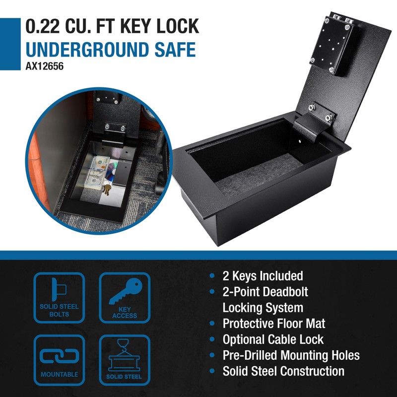 Barska 0.22 Cu. Ft. Hidden Floor Safe with Key Lock