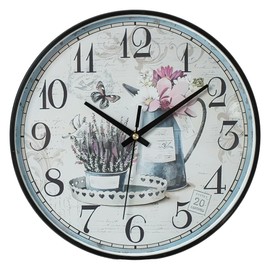 NUOVO 12 Inch Wall Clock, Silent Wall Clock, Vintage Flower Design, Butterfly and Lavender Motif, Decorative Clock for Living Room, Kitchen, Office, Bedroom