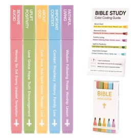 Bible Highlighters with Highlighting System, Chisel Tip No Bleed Highlighters for Bibles, Aesthetic Highlighter Marker Set in Assorted Colors for Bible Study Journaling [5 Pack]