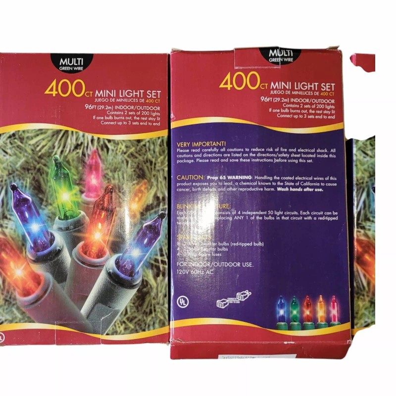 Holiday Time 400 Count Mini Light Set Multi/green Wire Christmas