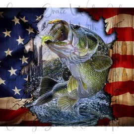 Handmade 20oz Skinny Tumbler Sublimation Transfer Fish Flag Ready To Press