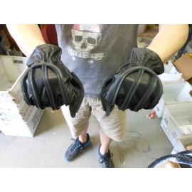 Unbranded NOS Vintage Motocross Chopper Racing Black Ribbed Gloves Large AHRMA VMX