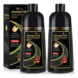 Kaisasa® Shampoo Con Tinte Cubre Canas Con Aceite De Argán - Negro-2 unidades