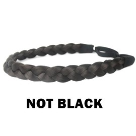 DIGUAN Synthetic Hair Braided Headband Classic Chunky Wide Plaited Braids Elastic Stretch Hairpiece Women Girl Beauty accessory, 55g aHairBeauty (#Dark Brown)