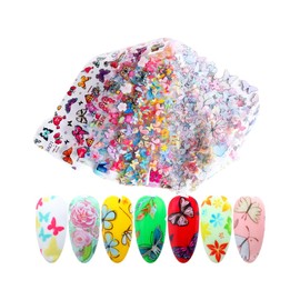 Generic Flower Butterfly Nail Foil Transfer Sticker Daisy Rose Sunflower 10 Pcs 20X4Cm Xk102 Nail Wraps Stickers Manicure Supplies for Women Nails Full Long Lasting Easy Apply and Remove