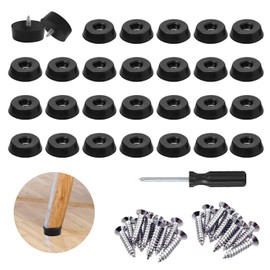 RHQFDM 30 Pieces Black Rubber Feet Bumpers,Rubber Feet Cutting Board,Rubber Bumpers With Screws Round to Protect Furniture From Moisture and Floor Scratches(25×23×9mm)