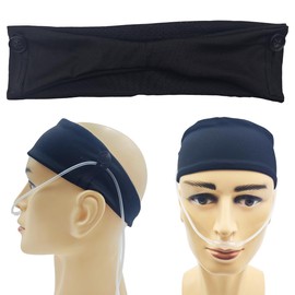 MAGNEECH High Elasticity Comfortable Ear Protectors for Oxygen Tubing - Cannula Headband Hairband | Elevate Your Oxygen Experience, Secure Fit Your Head to Prevent Ear Soreness (Black)