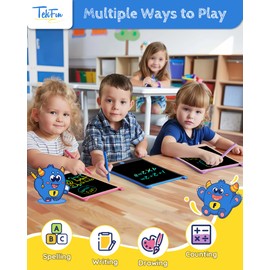 TEKFUN 2 Pack LCD Writing Tablet, 8.5inch Colorful Drawing Tablet for Kids, Erasable Writing Drawing Board with 4 Stylus, Learning Toys Gifts for 3 4 5 6 7 Years Old Boys Girls Toddlers (2*Pink)