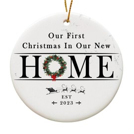 Vivulla68 New Home Ornament 2023, New Home Christmas Ornament 2023, First Christmas in Our New Home Ornament 2023, 1st Christmas in Our New Home 2023 for Christmas Tree, Marble Christmas Ornament