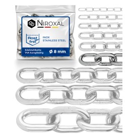50-cm = 0,5-Meter 8-mm Thick Stainless Steel Chain V4A Short-Linked from NietFullThings on Piece Anchor Chain DIN 5685 DIN 766 0,5-m