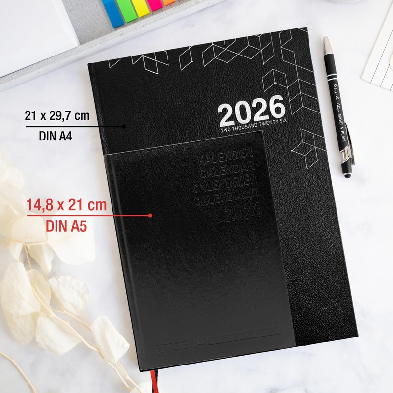 TOBJA PlanWise Book Calendar 2026 A5 - Diary with 1