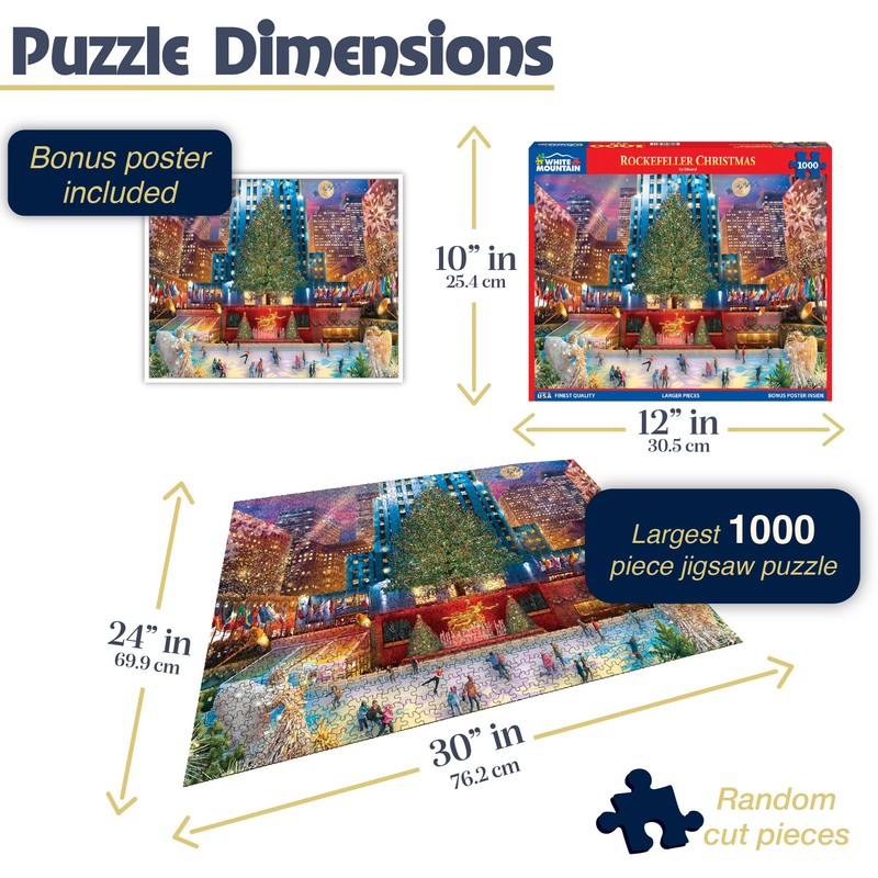 White Mountain Christmas Puzzles 1000 Pieces Winter Theme Jigsaw Puzzle
