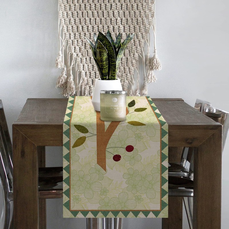 Seliem Summer Tree Branches Birds Table Runner, Cardinal Home Kitchen