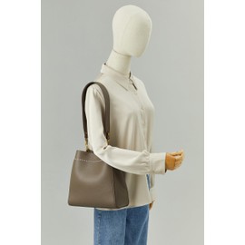 DORIS&JACKY Leather Bucket Tote Bag For Women Medium Hobo Shoulder Purse And Handbags (9-With Organizer Insert Version Grey)