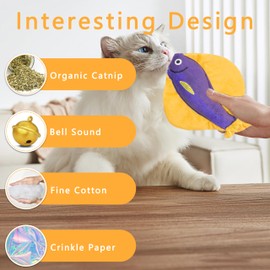 Maiiu Soft Catnip Toys Fish, 3 Pack Crinkle Sound Cat Toys, Interesting Indoor Cat Kicker Toys, Durable and Highly Interactive Catnip Toys (Flatfish)