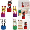 NUOBESTY Wooden Push Puppets Dancing Rocking Finger Puppets Mini Figurines