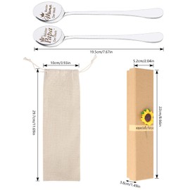 Christmas Gifts for Mum, Christmas Gifts for Dad, Pack of 2 Spoons with Engraving, 19.5 cm Long Coffee Spoon, Stainless Steel with Sunflower Gift Box, Christmas Gifts, Gifts for Mum Dad
