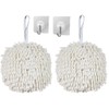 IvyMei 2 Pack Chenille Hand Towels,Kitchen Hand Towels with Loop,Bathroom