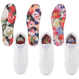 LMHCISO 3 Pairs No Show Socks for Women, Shoe Inserts,Sockless,Anti Odor No Slipping,Washable Barefoot Inner Soles for Women,Floral Print,Size 6-9