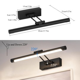 irotine Black Battery Operated Picture Light Rechargeable, Wireless Picture Light for Painting with Remote Control and Timer Off, Dimmable Gallery Light with Adjustable Swing Arm for Artwork,Black