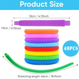 40 Piezas Mini Ttubos Sensoriales,Juguetes Sensoriales Tubes para Niños, Pop Tube Sensor, Colorido Kit de Tubo Estirable,Tubos para Reventar,Juguetes Antiestrés,Pascua