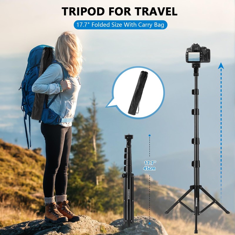 PIOENIMAGE 61" Phone Tripod Stand with 15.7" Flexible Gooseneck and