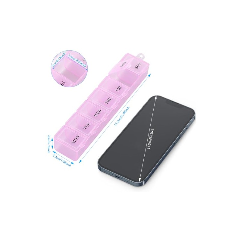 7 Day Pill Box Organiser Once a Day,Weekly Pill Dispenser