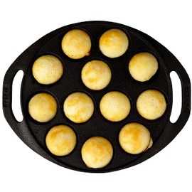 Dynamic Cookwares Cast Iron 12 Cavity Paniyaram/Paddu/Ponganalu Pan/Kallu/Chatti (8 inch, Pre-seasoned & Naturally Non-stick)